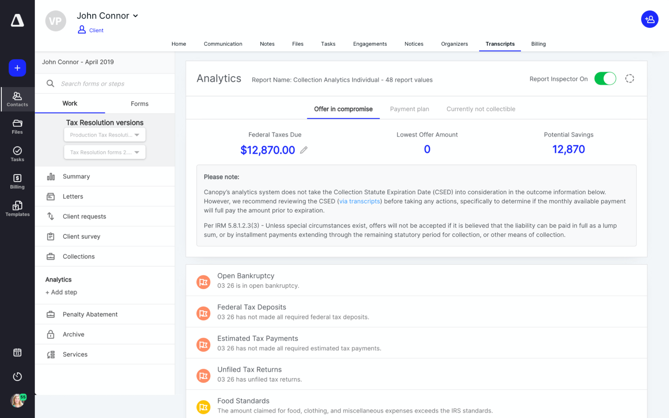 Tax Resolution Software Canopy